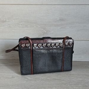 Vintag Brighton Y2K 0171142  Elegant Black& Brown Leather Bag Purse